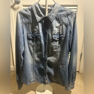 Guess Blue Denim Button Down Shirt